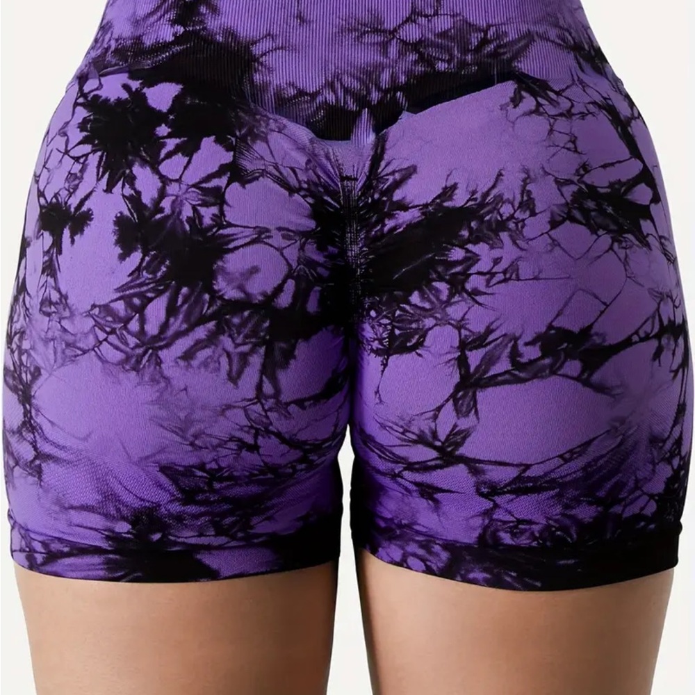 Purple Tie-Dye high waisted tummy control Women's Shorts